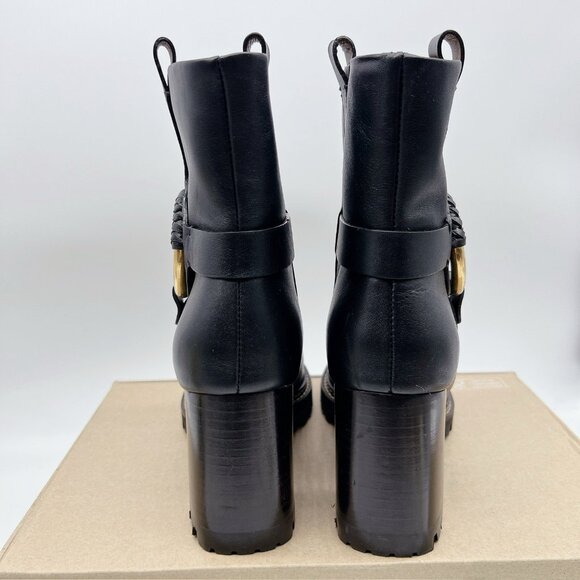 See By Chloe Hana Harness Lug Sole Platform Ankle Boots Black Leather EU 40 - Picture 8 of 12